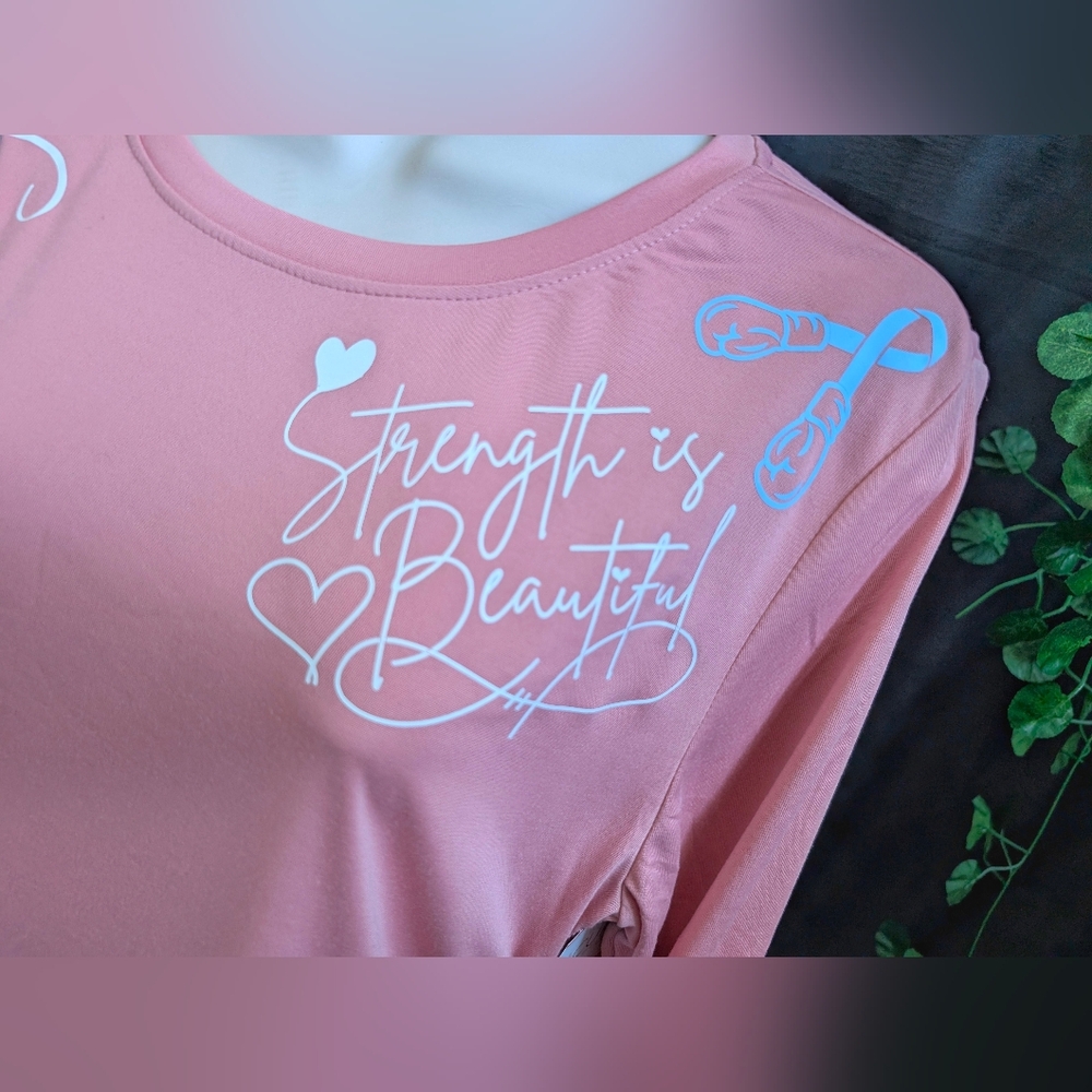 Pink Coral Cancer Strong Silky Long Sleeve Top XL